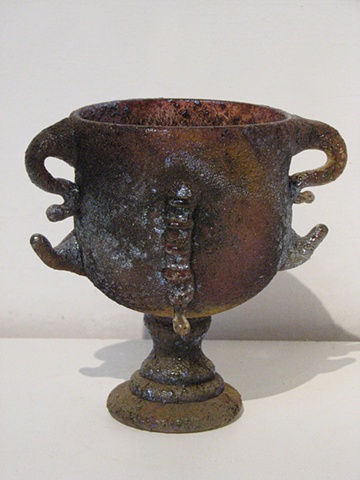 uniquely colored textured blown glass vase vessel