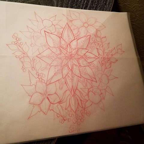 flowers and mandala sketch