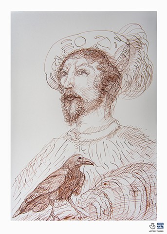 Keeper of the Ravens. (after Holbein). Gleason.