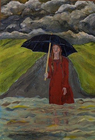 pandemic art, covid19 art. storm, umbrella  beautiful,
