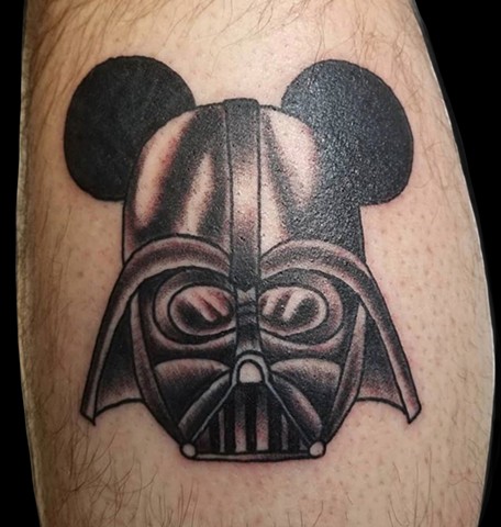 Darth Vader Mickey Mouse mashup Disney Star Wars Tattoo by Gina Marie of Copper Fox Tattoo