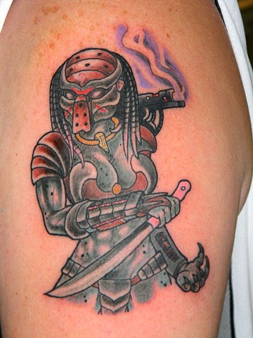 Female Predator, Predator, sci fi tattoo, yautja tattoo, hunter, Kissimmee, Kissimmee tattoo, Kissimmee tattoo shop, tattooing