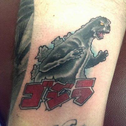 Neo Traditional Color Godzilla Tattoo on inner thigh by Gina Marie of Copper Fox Tattoo Company in Kissimmee Florida