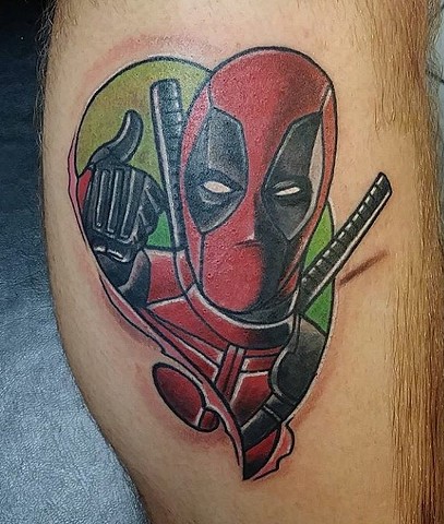 Deadpool, Deadpool tattoo, marvel heroes, superhero tattoo, kissimmee, Kissimmee tattoo shop, tattoo shop, tattooing, anti hero tattoos