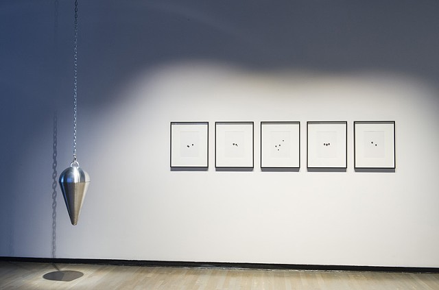 Installation view: Pendulum I (the Dowser's Pendulum) and Orphan Well Readings

