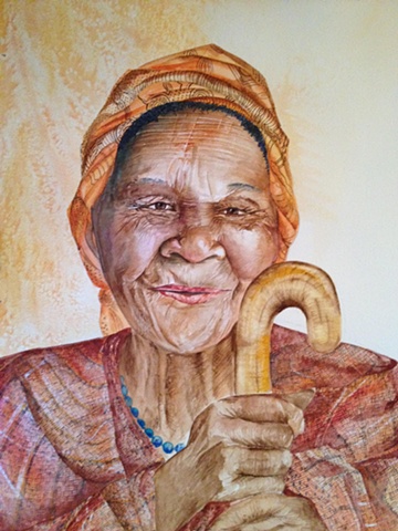 Watercolour portrait - Content by Hilary Haynes (Winner of the People's Choice Award at The Works Exhibition 2012)