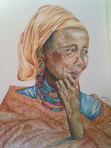 Watercolour portrait - Remembering by Hilary Haynes