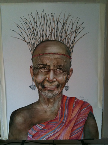 Watercolour portrait - Reflection by Hilary Haynes (SOLD)