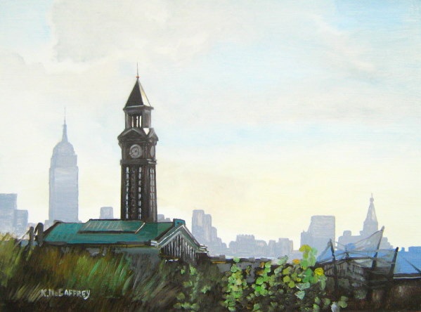 Hoboken Terminal train tower and Empire State Building