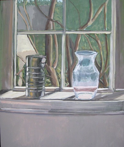 Moonlight Can and Vase on Window Sill