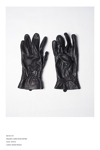 Item No. 013
Description: Leather Gloves with Bow
Found: 31/01/16 
Location Gardiner Museum 