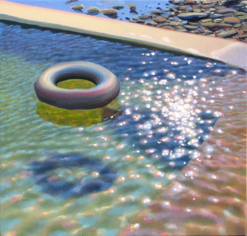 Salt Water Pool with Inner Tube in Sun