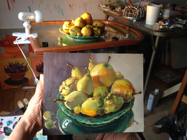 Observational still life of pears