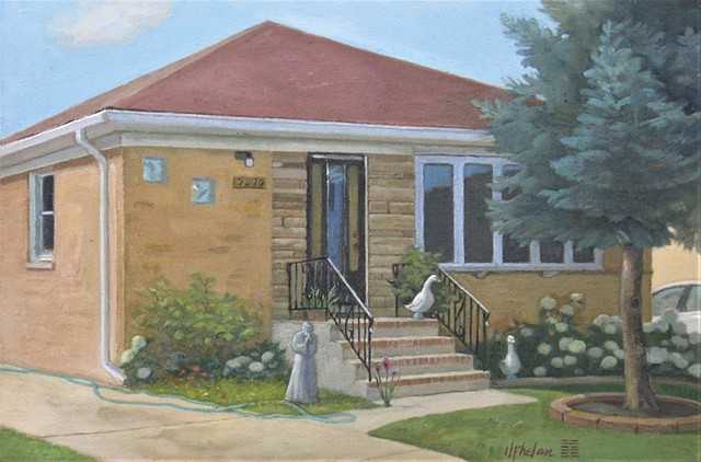 Middle-class Chicago bungalow with St. Francis.