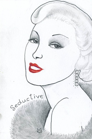 a drawing of a seductive woman