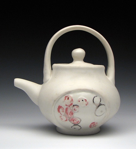 White and Red Teapot