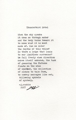 Thunderbird Hotel, Marfa, Texas collaboration with Jacqueline Suskin (who wrote this in response to the photograph)