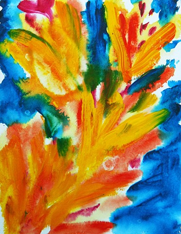flowers contemporary abstract paper painting bright colorful