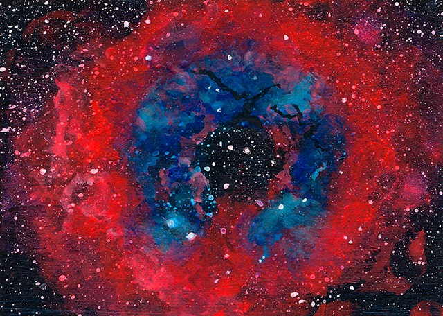 nebulas, rosette, science, space, astronomy, stars, nebula, rosette nebula, solar system, universe, galaxy, cosmic, art, painting, art science, science art, sci-art, sciart