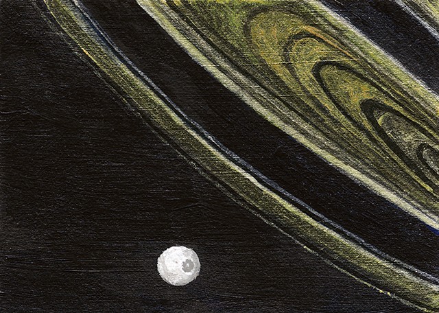 science, planets, moons, Saturn, tethys, rings, astronomy, space, universe, solar system, art, painting, art science, science art, sci-art, sciart