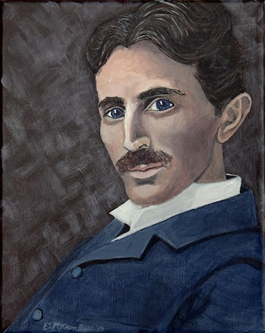 Tesla, Nikola Tesla, portraits, science, physics, electricity, art, painting, art science, science art, sci-art