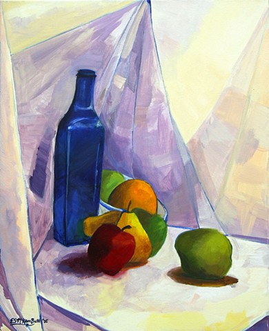 art, painting, still life, wine, bottle, fruit, abstract art, contemporary art, modern art, cubism