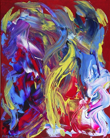 art, painting, acrylic, abstract, modern, contemporary, red, energy, flow, chi, yoga