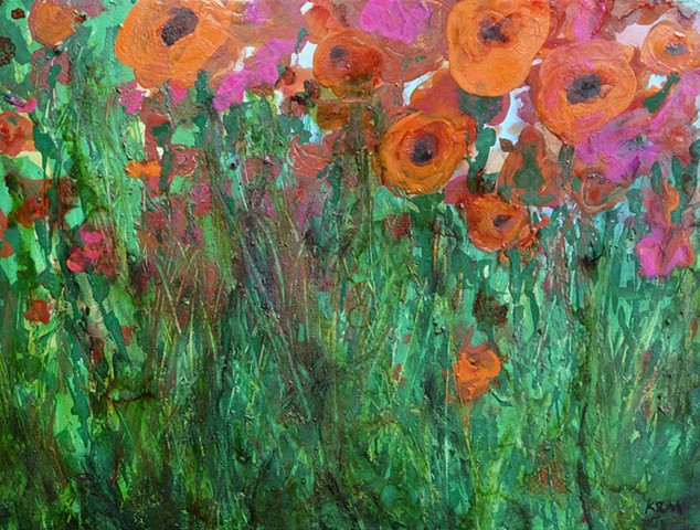 orange flower painting, wyoming art, kelsey mcdonnell, four years of flowers, feminist art, resistance art, grow through it