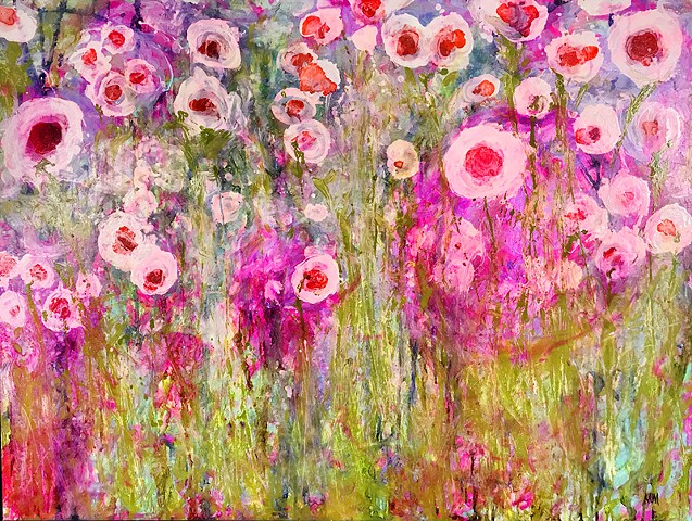 resistance art, emerging artist, feminist art, impressionistic painting, modern impressionism, kelsey mcdonnell, four years of flowers, yellow flower painting, pink flower painting, wyoming artist, wyoming art