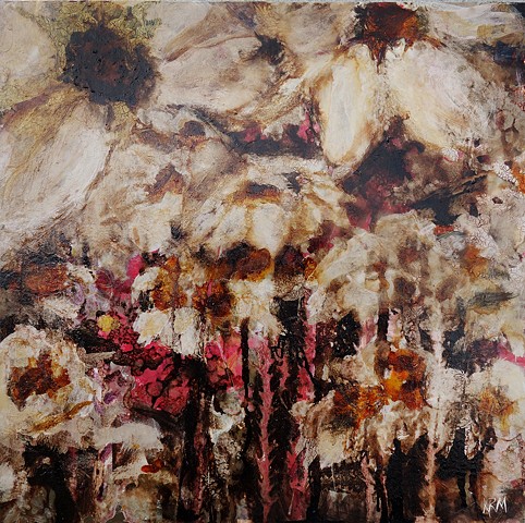 brown white flower, modern art, abstract art, abstract flower painting, wyoming artist, montana artist, feminist