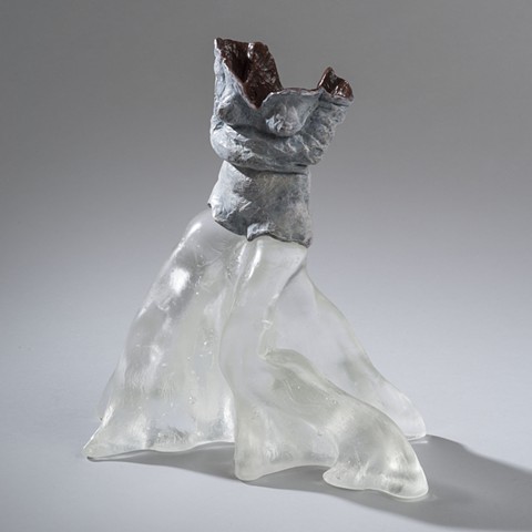 EvocativeFigurelessGarment by LindaMaeTratechaud, Sculpture, Bronze, Cast Glass, Straight Jacket, Bell Bottoms