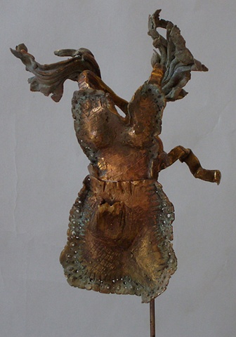 EvocativeFigurelessGarment by LindaMaeTratechaud, Bronze Sculpture, Apron, Wings
