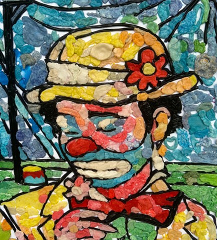 sad clown in gum and licorice by lisa schumaier