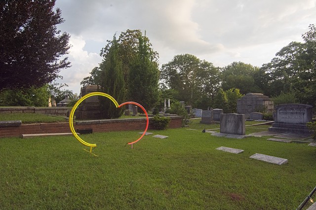 Two circles for Golden Hour show at OaKland Historic cemetery 