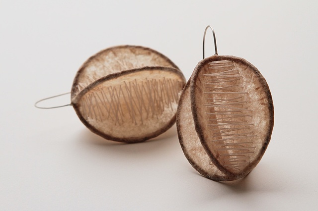 Threaded Coffee filter earrings by Sara Owens
