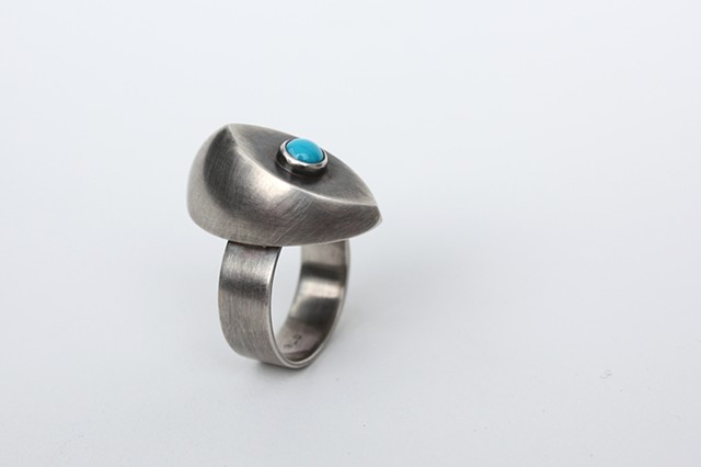 Good Eye Ring, sterling and turquoise by Sara Owens