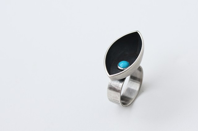 Night Watch Ring, sterling silver and turquoise by Sara Owens