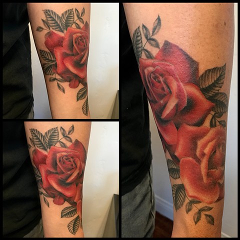 this is a tattoo of a realistic red rose done by amanda marie tattooer at ace of wands intimate private tattoo studio in san pedro los angeles california 