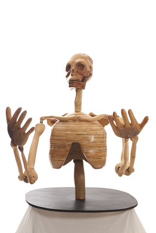 wood skeleton large sculpture carving skull