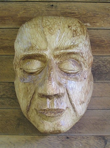 wood sculpture cedar mask face carving Northwest style