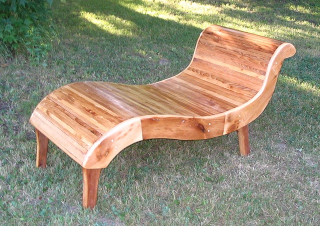 chaise lounge reclaimed wood lumber curved pine salvaged re purposed 
