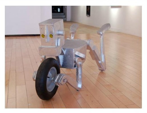 robot wheelbarrow sculpture art