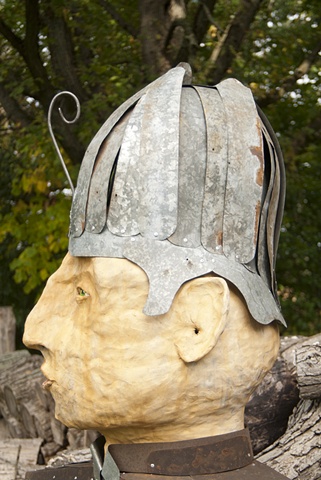 large scale ceramic head sculpture figurative metal