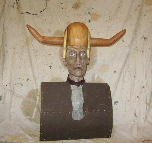 bust sculpture viking ceramic