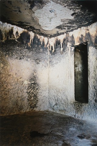 Photograph metal art infused onto shimmery aluminum of dark mystical cave doorway by Brandy Eiger Mixed Media artist