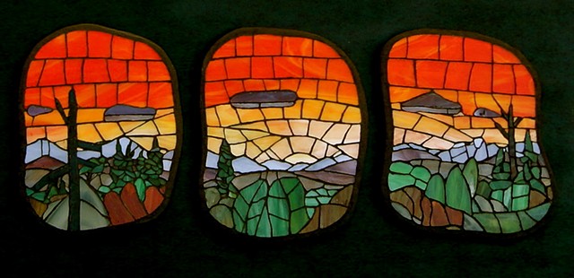 stained-glass mosaic sunset