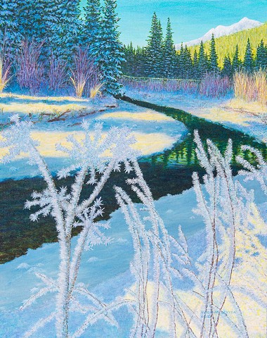 Mount Fernie Provincial Park, hoar frost, Fernie, Lizard Creek, winter, Rocky Mountain landscape painting