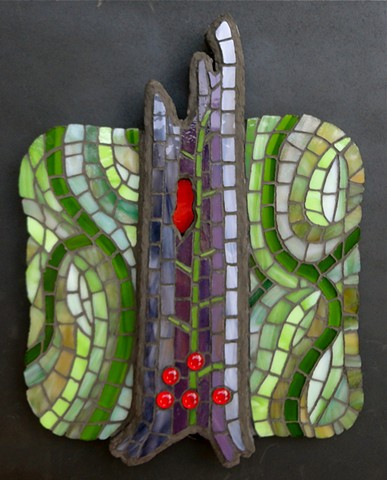 conceptual stained glass mosaic art forest