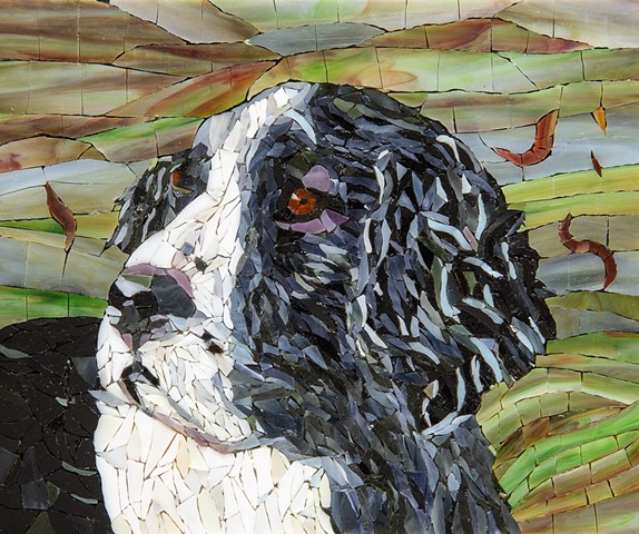 stained glass mosaic dog springer spaniel dog
