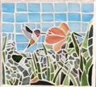 hummingbird, bird, stained-glass, mosaic, garden art, 